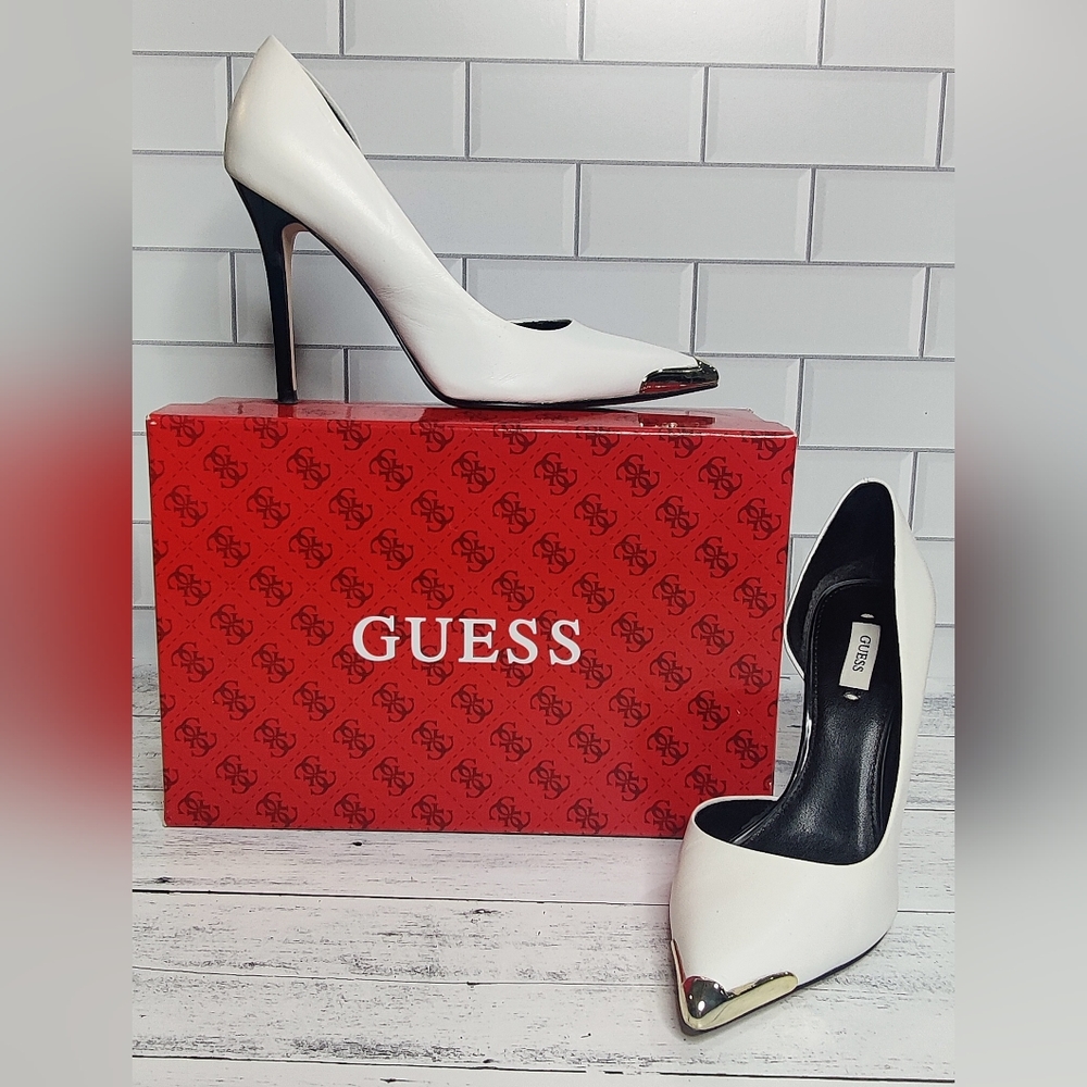 Guess White Heels